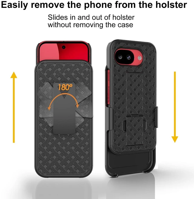 Alt view image 6 of 7 - for Google Pixel 10a Stand Case, Belt Clip, Screen Protector-Black | Swivel Kickstand Holder Holster, Slim Shell Slide Pouch Full Body Protective, Rugged Shockproof Drop Defense Cell Phone Cover