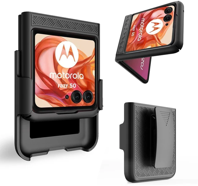 Main image of for Motorola Razr 2024/2025 Case, Moto Razr 50/60 Holster-Black | Belt Clip, Swivel Kickstand Holder, Slim Shell Slide Pouch Full Body Protective, Rugged Shockproof Outdoor Cell Phone Cover