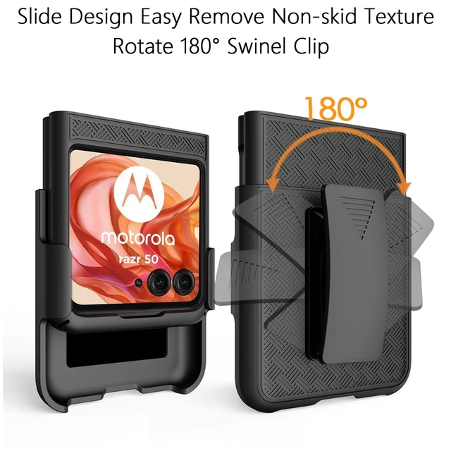 Alt view image 3 of 7 - for Motorola Razr 2024/2025 Case, Moto Razr 50/60 Holster-Black | Belt Clip, Swivel Kickstand Holder, Slim Shell Slide Pouch Full Body Protective, Rugged Shockproof Outdoor Cell Phone Cover