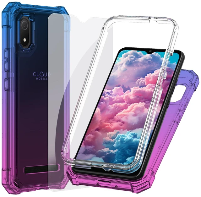 Main image of for Cloud Mobile Stratus C8 Phone Case, Screen Protector-Blue Pink | Heavy Duty Dual Layer Shockproof TPU Bumper, Reinforced Corners. Hard Back Soft Edge. Rugged PC Shell, Drop Protection Cover