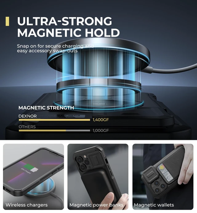 Alt view image 3 of 7 - for iPhone 13 Pro Case with Slide Camera Cover & Adjustable Kickstand & Built-in Screen Protector, Magnetic Rugged Shockproof Bumper Cases Heavy-Duty Magnetic Protective Cover,Black