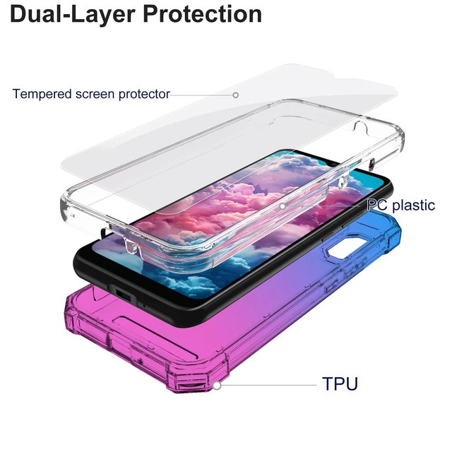 Alt view image 3 of 7 - for Cloud Mobile Stratus C8 Phone Case, Screen Protector-Blue Pink | Heavy Duty Dual Layer Shockproof TPU Bumper, Reinforced Corners. Hard Back Soft Edge. Rugged PC Shell, Drop Protection Cover