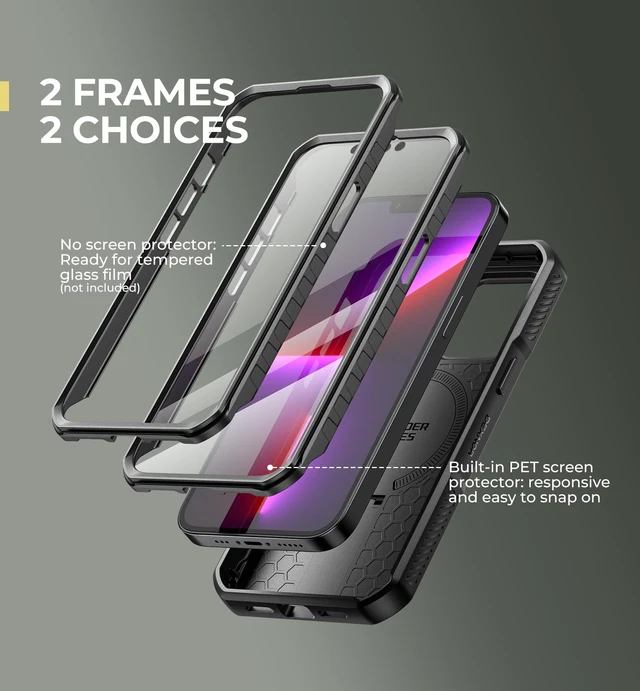 Alt view image 6 of 7 - for iPhone 13 Pro Case with Slide Camera Cover & Adjustable Kickstand & Built-in Screen Protector, Magnetic Rugged Shockproof Bumper Cases Heavy-Duty Magnetic Protective Cover,Black