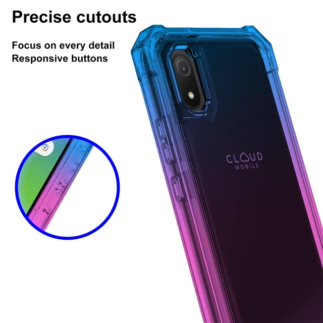 Alt view image 5 of 7 - for Cloud Mobile Stratus C8 Phone Case, Screen Protector-Blue Pink | Heavy Duty Dual Layer Shockproof TPU Bumper, Reinforced Corners. Hard Back Soft Edge. Rugged PC Shell, Drop Protection Cover