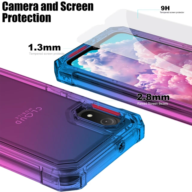 Alt view image 6 of 7 - for Cloud Mobile Stratus C8 Phone Case, Screen Protector-Blue Pink | Heavy Duty Dual Layer Shockproof TPU Bumper, Reinforced Corners. Hard Back Soft Edge. Rugged PC Shell, Drop Protection Cover