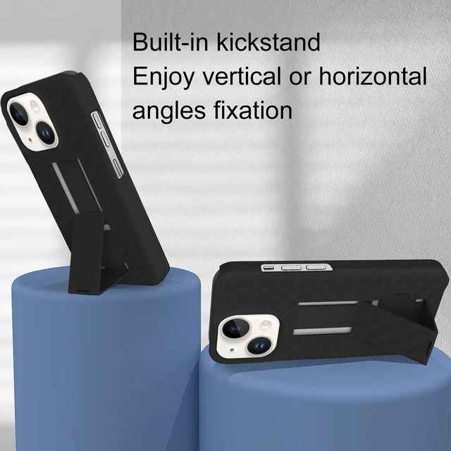Alt view image 6 of 7 - for iPhone 14/13 Belt Clip Holster Case, Screen Protector-Black | Swivel Kickstand Holder, Slim Shell Slide Pouch Full Body Protective, Rugged Heavy Duty Shockproof Outdoor Cell Phone Cover