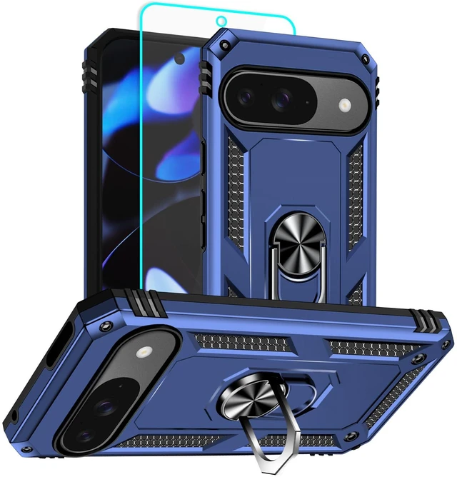 Main image of for Pixel 9 Case/Pixel 9 Pro Case with Screen Protector: 360°Grade Rotatable Kickstand (Non-Slip) Military-Grade Drop and Shock Protection - Case for Google Pixel 9/9 Pro (Blue)
