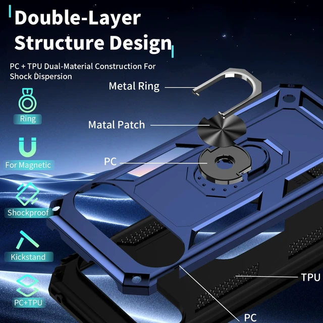 Alt view image 5 of 7 - for Pixel 9 Case/Pixel 9 Pro Case with Screen Protector: 360°Grade Rotatable Kickstand (Non-Slip) Military-Grade Drop and Shock Protection - Case for Google Pixel 9/9 Pro (Blue)
