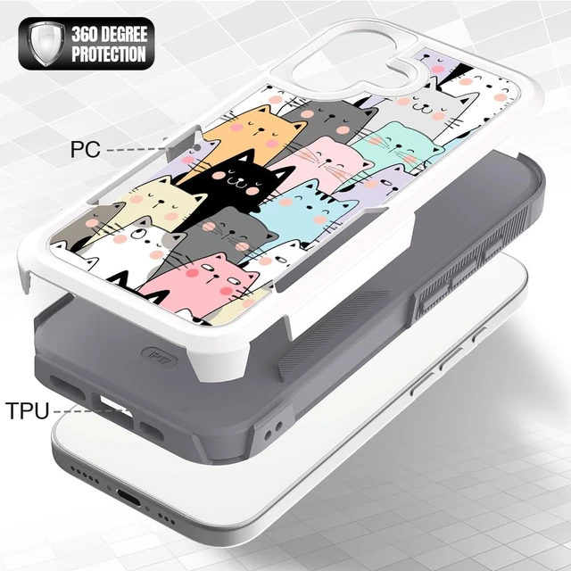 Alt view image 4 of 6 - Case for iPhone 17, Unique Design Shock-Absorption Hard PC and Inner Silicone Hybrid Dual Layer Armor Defender Case for iPhone 17 6.3 inch (Cute Cats)