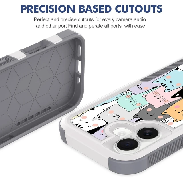 Alt view image 5 of 6 - Case for iPhone 17, Unique Design Shock-Absorption Hard PC and Inner Silicone Hybrid Dual Layer Armor Defender Case for iPhone 17 6.3 inch (Cute Cats)