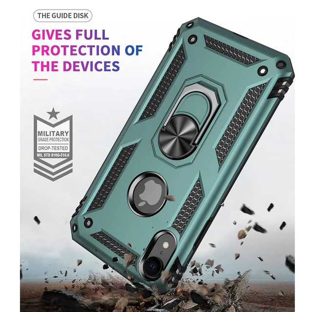 Alt view image 2 of 6 - for iPhone XR Case, iPhone XR Phone Case with Screen Protector, Military Grade Protective Cases with Ring for iPhone XR (Dark Green)