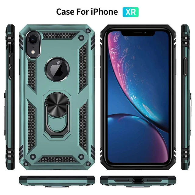 Alt view image 4 of 6 - for iPhone XR Case, iPhone XR Phone Case with Screen Protector, Military Grade Protective Cases with Ring for iPhone XR (Dark Green)
