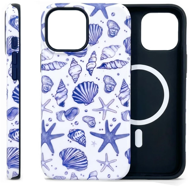 Main image of Compatible for iPhone 13 Pro Max Case, Coastal Beach Summer Blue Ocean Seashell Aesthetic Protective Phone Case (for iPhone 13 Pro Max), RUI-97A-A
