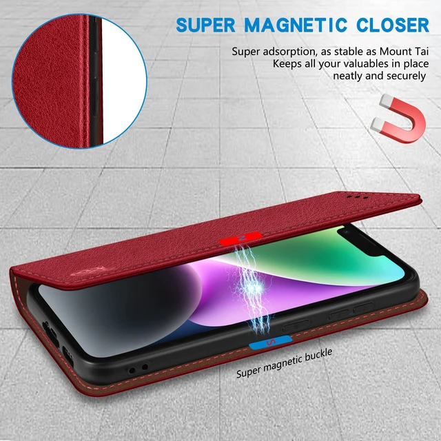 Alt view image 3 of 7 - for iPhone 14 Wallet Case Strong Magnetic 6.1 inch,Rose Gold | PU Leather,RFID Blocking,Credit Card Holder, Kickstand,Shockproof TPU Shell,For women and men, Flip Phone Case Cover