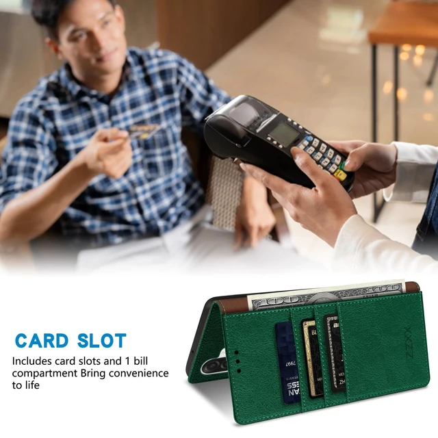 Alt view image 4 of 7 - for Samsung Galaxy A17 Wallet Case Strong Magnetic 6.7 inch,Green | PU Leather,RFID Blocking,Credit Card Holder, Kickstand,Shockproof TPU Shell,For women and men, Flip Phone Case Cover