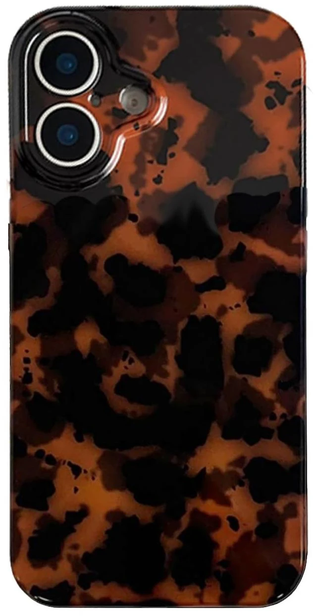 Main image of Aesthetic Tortoise Shell Phone Case for iPhone 16 Plus Leopard Print-Brown | Full Camera Lens Protection,Cute Aesthetic Retro Cheetah Design for Women Girl Men,Shockproof Glossy Soft TPU Cover
