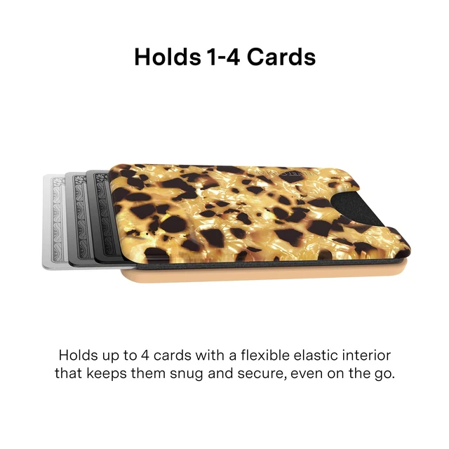 Alt view image 3 of 7 - compatible with MagSafe Wallet - Magnetic Card Holder | Holds 1-4 Cards | Slim Design | RFID Protection | Accessory for iPhone | Blonde Tortoise Shell