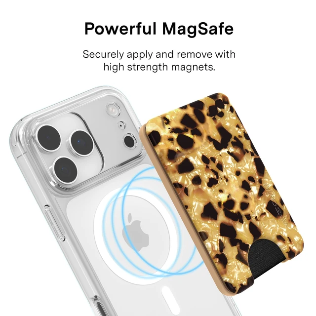 Alt view image 4 of 7 - compatible with MagSafe Wallet - Magnetic Card Holder | Holds 1-4 Cards | Slim Design | RFID Protection | Accessory for iPhone | Blonde Tortoise Shell