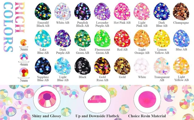 Alt view image 6 of 7 - 40 Colors Resin Jelly Gems Bedazzling Kit, Mixed-Color 3mm Flatback Gems for Diamond Art, Bedazzling Kit with 3Pcs B7000 Glue for Clothing Shoes Nail Mobile Phone Shell Diamond Art