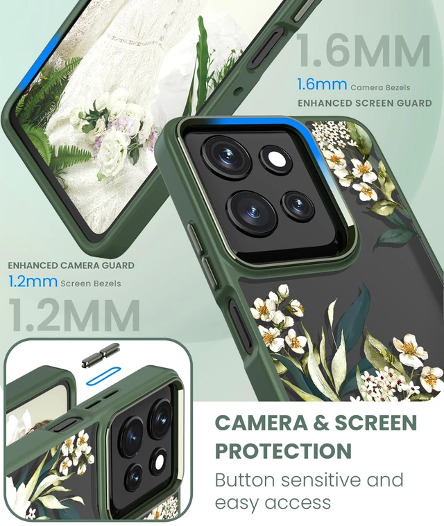 Alt view image 3 of 7 - Clear Flower Case for Motorola Moto G 5G 2025/2026-Gardenia | Girl Women Slim Soft TPU + Hard PC Military Grade Protective Cover With Tempered Glass Screen Protector for G Play 2026