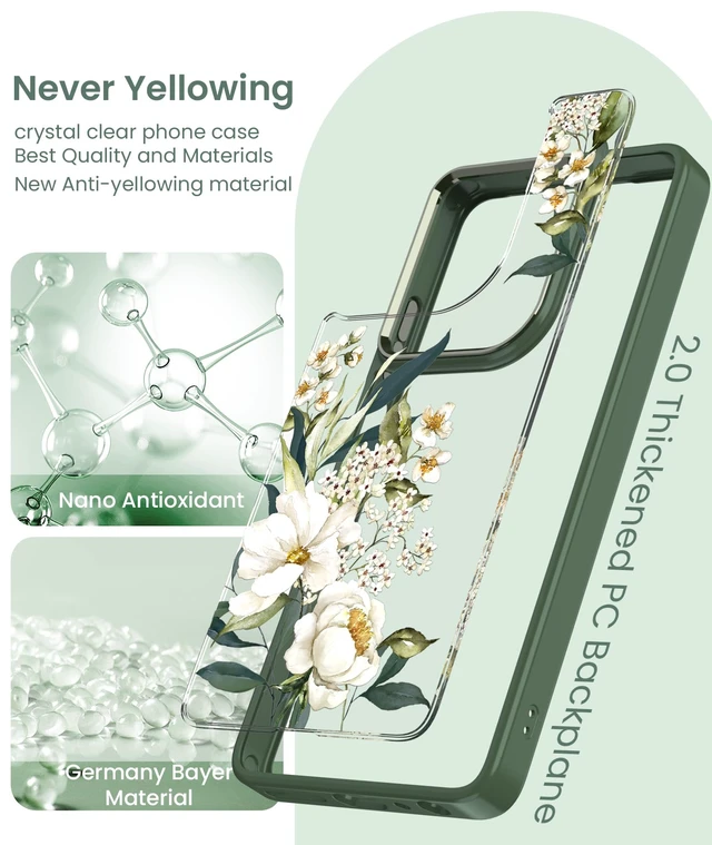 Alt view image 4 of 7 - Clear Flower Case for Motorola Moto G 5G 2025/2026-Gardenia | Girl Women Slim Soft TPU + Hard PC Military Grade Protective Cover With Tempered Glass Screen Protector for G Play 2026