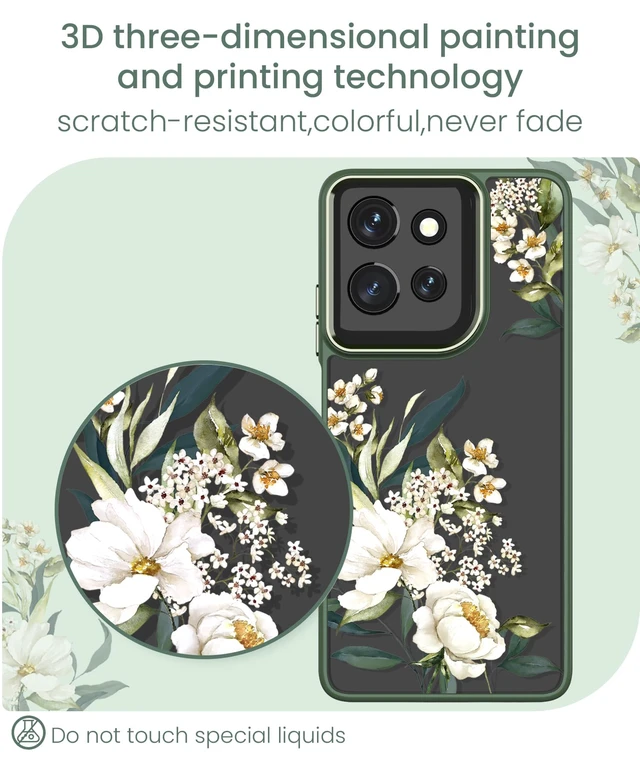 Alt view image 5 of 7 - Clear Flower Case for Motorola Moto G 5G 2025/2026-Gardenia | Girl Women Slim Soft TPU + Hard PC Military Grade Protective Cover With Tempered Glass Screen Protector for G Play 2026