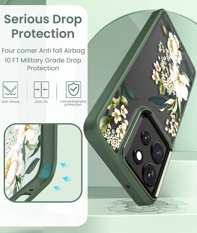 Alt view image 6 of 7 - Clear Flower Case for Motorola Moto G 5G 2025/2026-Gardenia | Girl Women Slim Soft TPU + Hard PC Military Grade Protective Cover With Tempered Glass Screen Protector for G Play 2026