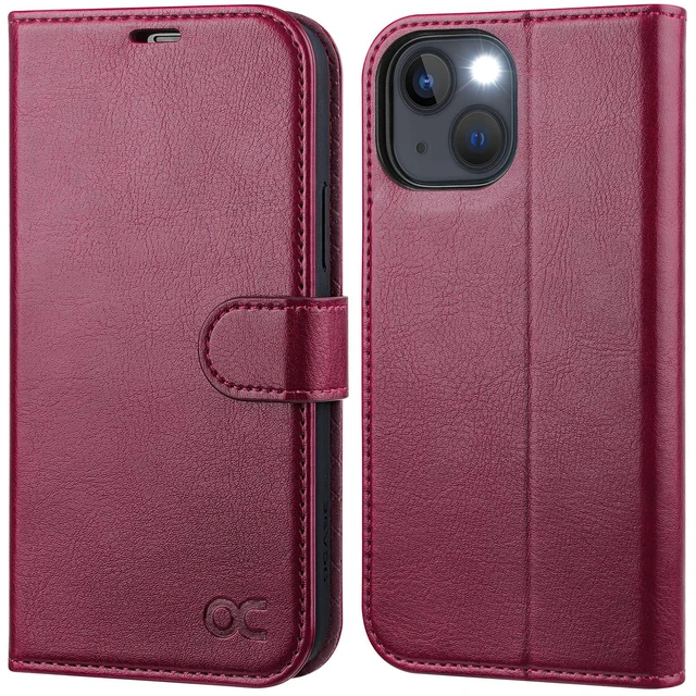 Main image of for iPhone 13 Wallet Case, Card Holder, Burgundy | RFID Blocking, Kickstand, Magnetic Closure, PU Leather Flip Folio, Shockproof TPU Shell, Protective Phone Cover (6.1") 2021