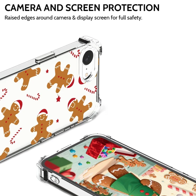 Alt view image 4 of 7 - for iPhone 17e Christmas Case for iPhone 16e Cute Case Gingerbread Man Designed Phone Cover Soft Bumper Shockproof Protective Mobile Shell - Gingerbread Man Clear