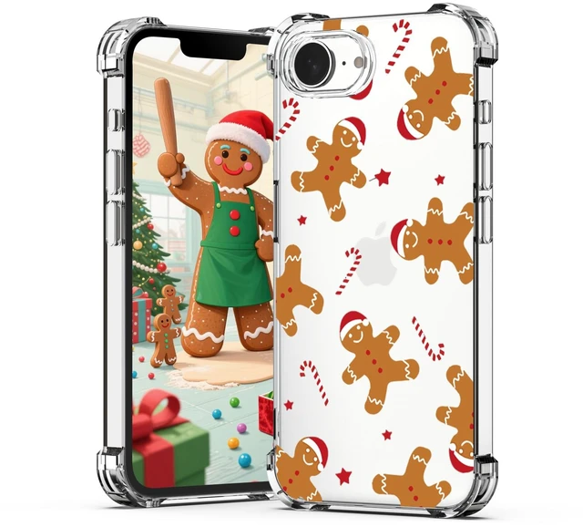 Main image of for iPhone 17e Christmas Case for iPhone 16e Cute Case Gingerbread Man Designed Phone Cover Soft Bumper Shockproof Protective Mobile Shell - Gingerbread Man Clear