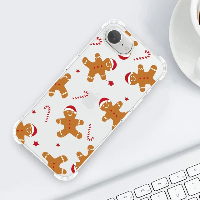 Alt view image 5 of 7 - for iPhone 17e Christmas Case for iPhone 16e Cute Case Gingerbread Man Designed Phone Cover Soft Bumper Shockproof Protective Mobile Shell - Gingerbread Man Clear