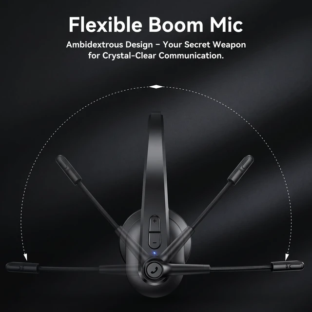 Alt view image 5 of 7 - Bluetooth Headset, Wireless Headset with USB Dongle for Computer, Single-Ear Wireless Headset with Mute Button Noise Cancelling Microphone
