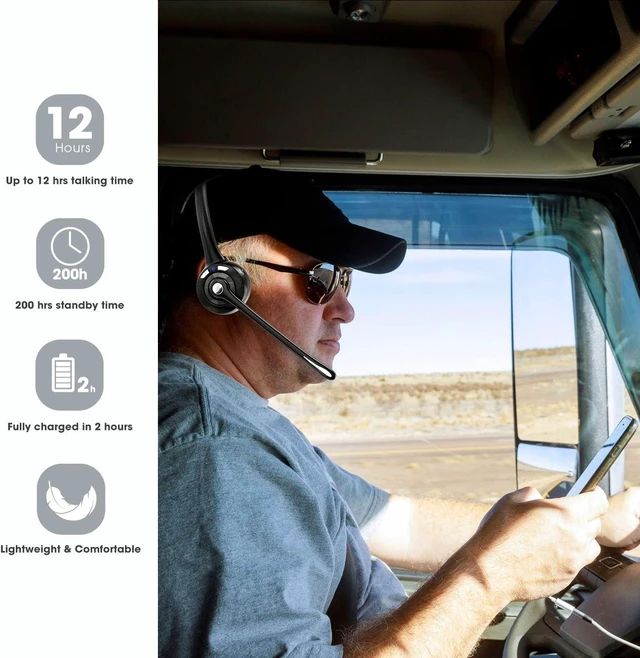 Alt view image 5 of 7 - Bluetooth Wireless Headset with Microphone,V5.1,Noise Canceling Wireless On Ear Headphones, Bluetooth Headphones with Mic, Phone Headset Mute Button for Laptop, Skype, Call Centers, Office, Trucker