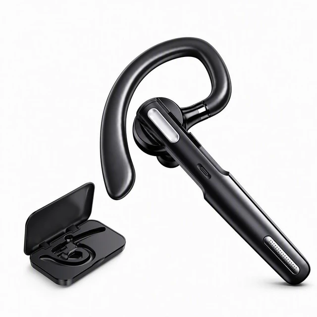 Main image of Bluetooth Headset, Wireless Bluetooth Earpiece V5.0 Hands-Free Earphones with Built-in Mic for Driving/Business/Office, Compatible with iPhone and Android (Black)