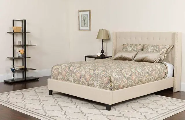 Alt view image 8 of 20 - Riverdale Full Size Tufted Upholstered Platform Bed in Beige Fabric