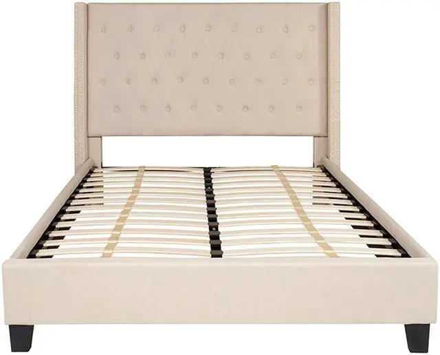 Alt view image 7 of 20 - Riverdale Full Size Tufted Upholstered Platform Bed in Beige Fabric