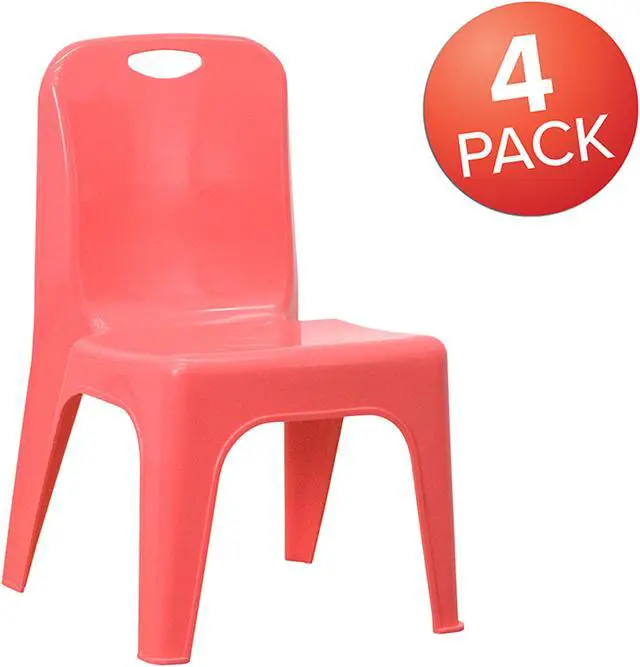 Alt view image 2 of 20 - Flash Furniture Red Plastic Stackable Kids School Classroom Chair with Carrying Handle and 11" Seat Height - 4 Pack