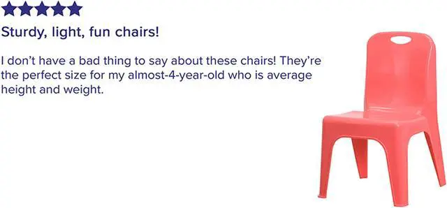 Alt view image 5 of 20 - Flash Furniture Red Plastic Stackable Kids School Classroom Chair with Carrying Handle and 11" Seat Height - 4 Pack