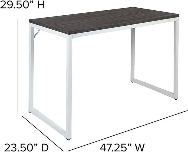 Alt view image 5 of 20 - Flash Furniture 47"W Commercial Grade Industrial Style Office Computer Desk - Rustic Gray