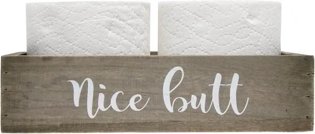 Alt view image 8 of 20 - Elegant Designs Three Piece Decorative Wood Bathroom Set, Small, Cheeky  (1 Towel Holder, 1 Frame, 1 Toilet Paper Holder)