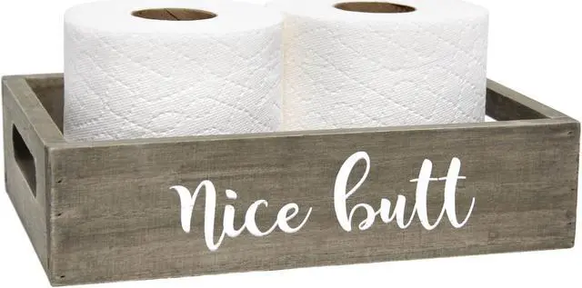 Alt view image 7 of 20 - Elegant Designs Three Piece Decorative Wood Bathroom Set, Small, Cheeky  (1 Towel Holder, 1 Frame, 1 Toilet Paper Holder)