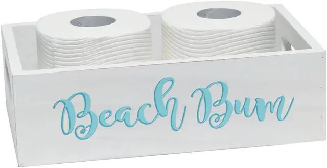 Alt view image 6 of 20 - Elegant Designs Three Piece Decorative Wood Bathroom Set, Large, Coastal/Beach  (1 Towel Holder, 1 Frame, 1 Toilet Paper Holder)