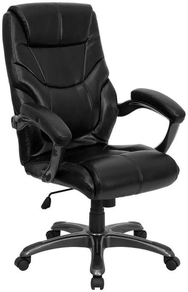 Alt view image 8 of 19 - Flash Furniture GO-724H-BK-LEA-GG High Back Black Leather Overstuffed Executive Office Chair