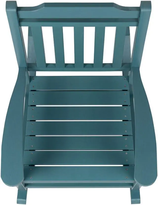 Alt view image 7 of 19 - Flash Furniture Set of 2 Winston Teal Faux Wood All-Weather Rocking Chair for Indoor and Outdoor