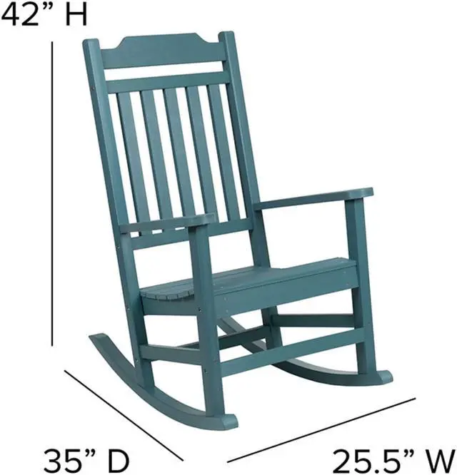 Alt view image 6 of 19 - Flash Furniture Set of 2 Winston Teal Faux Wood All-Weather Rocking Chair for Indoor and Outdoor
