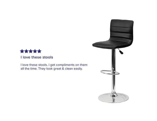 Alt view image 6 of 11 - Flash Furniture Contemporary Horizontal Line Design Adjustable Bar Stool with Chrome Base