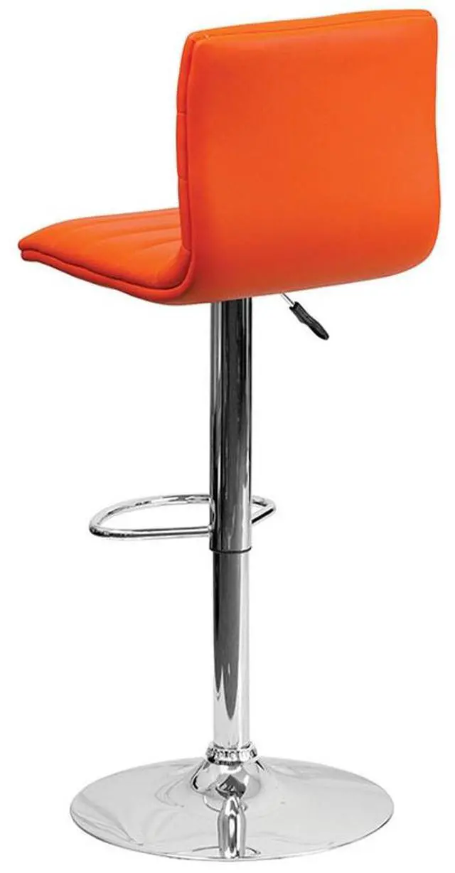 Alt view image 7 of 14 - Flash Furniture CH-92023-1-ORG-GG Contemporary Orange Vinyl Adjustable Height Bar Stool with Chrome Base