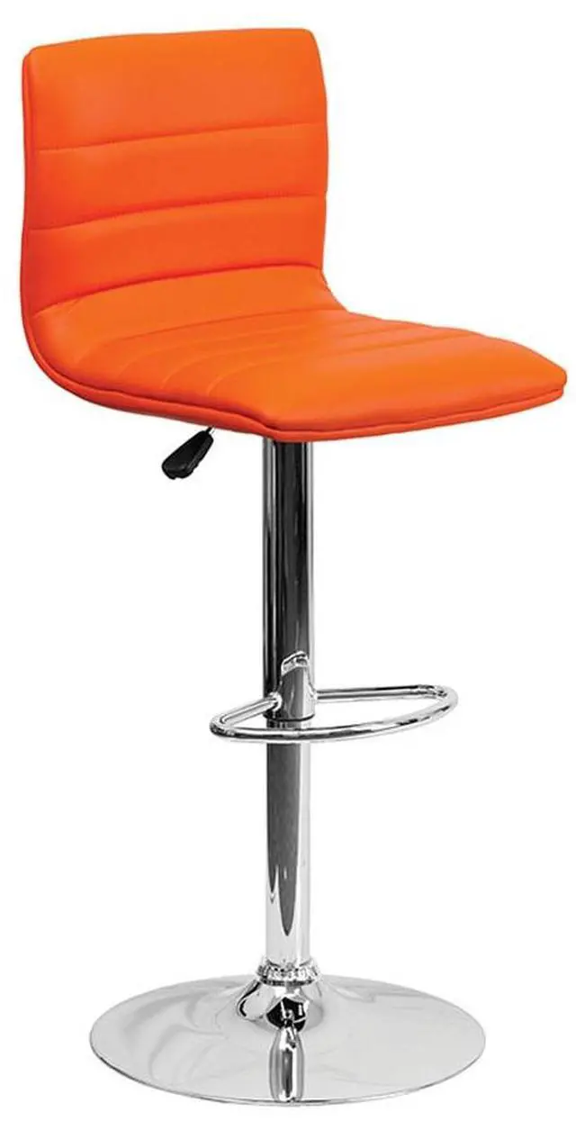 Alt view image 4 of 14 - Flash Furniture CH-92023-1-ORG-GG Contemporary Orange Vinyl Adjustable Height Bar Stool with Chrome Base