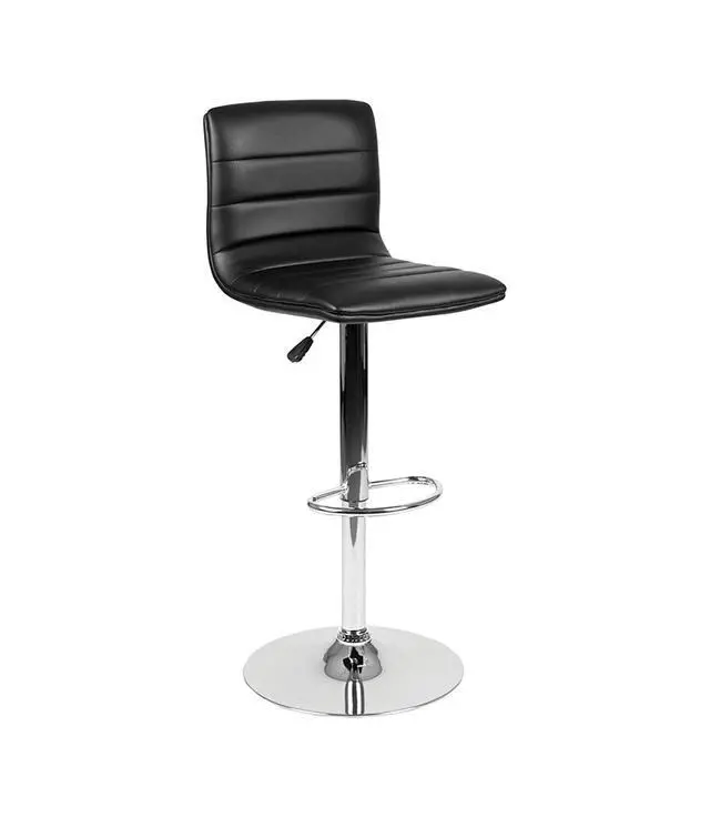 Alt view image 4 of 11 - Flash Furniture Contemporary Horizontal Line Design Adjustable Bar Stool with Chrome Base