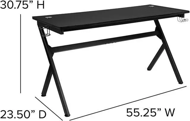 Alt view image 19 of 20 - Gaming Desk and Gray Footrest Reclining Gaming Chair Set - Cup Holder/Headphone Hook/Removable Mouse Pad Top/Wire Management